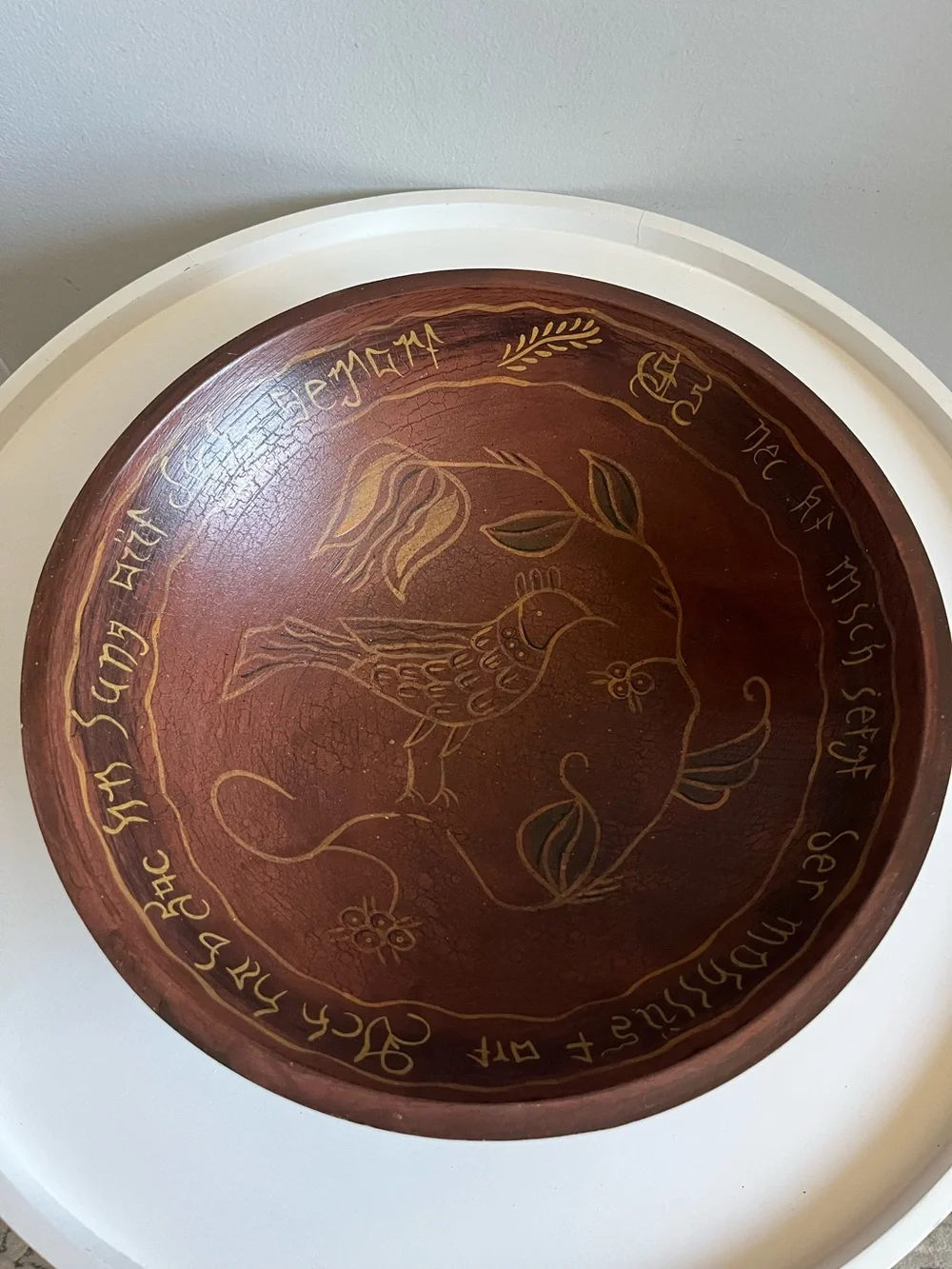 Vintage Primitives By Kathy Graybill Wooden Bowl Bird Painted Folk Rustic Decor